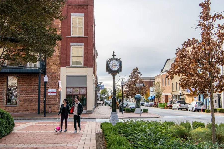 People walking in downtown Spartanburg
